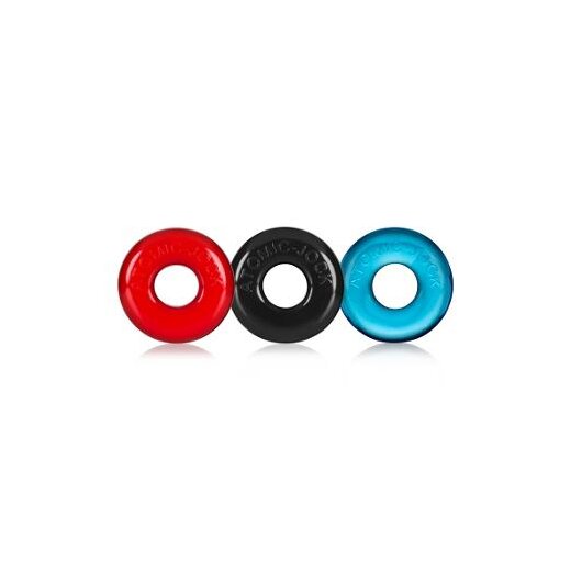 OXBALLS Ringer 3-er Pack Penisringe aus FLEX-TPR Silikon rot/schwarz/blau