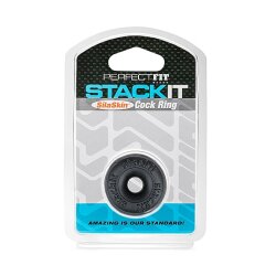 PERFECT FIT Stack-It Penis- oder Hodenring aus SilaSkin Schwarz