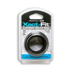PERFECT FIT Xact-Fit 3 Penisringe aus Premium Silikon S/M/L Schwarz