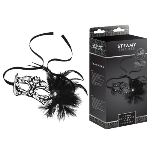 STEAMY SHADES - MARDI GRAS MASK WITH FEA