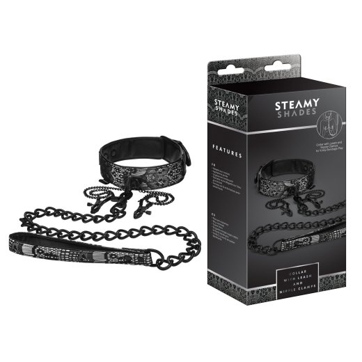 STEAMY SHADES - COLLAR LEASH NIPPLE CLAM