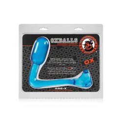 OXBALLS Ass-X Analplug mit Penis- und Hodenring aus FLEX-Silikon ice blue