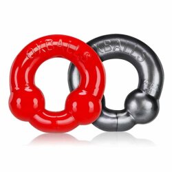 OXBALLS Ultraballs 2-er Pack aus FLEX-TPR Silikon rot/steel
