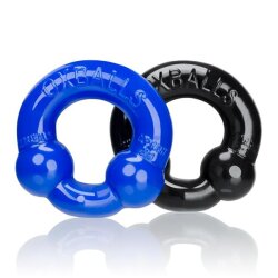 OXBALLS Ultraballs 2-er Pack Penisringe aus FLEX-TPR Silikon blau/schwarz