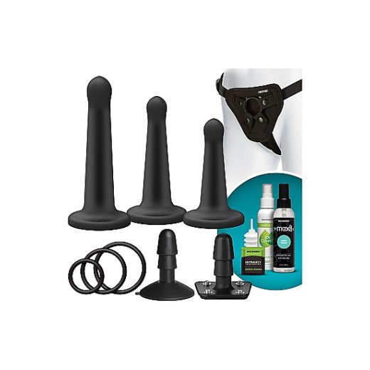 VAC U LOCK Platinum Silicone Pegging Set mit Strap-On-Harness, Dildos & Zubehör Schwarz