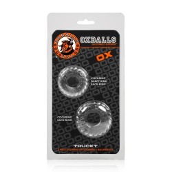 OXBALLS Truckt 2er-Set Penis- & Hodenring aus Flex-TPR Transparent
