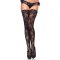 LEG AVENUE Stay Up Of Floral Lace Thights Schwarz